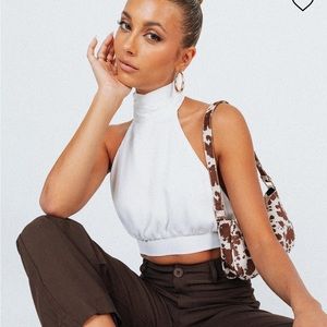 Princess polly tie back halter Paityn white top